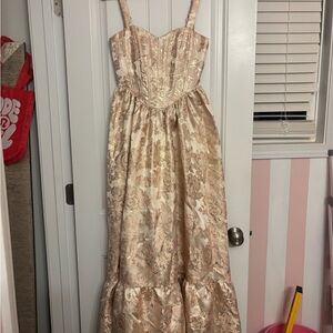 Sleeveless Floral Jaquard Maxi Dress